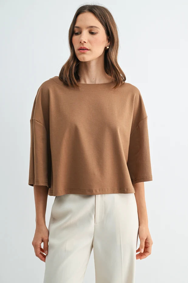 DROP SHOULDER CROP TOP