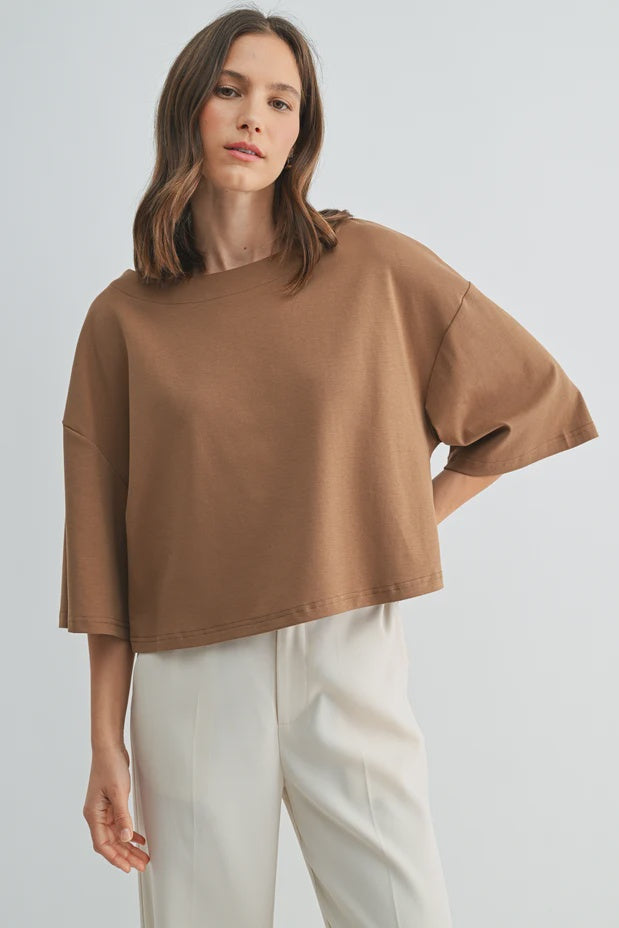 DROP SHOULDER CROP TOP