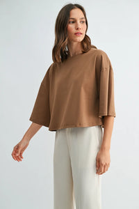 DROP SHOULDER CROP TOP