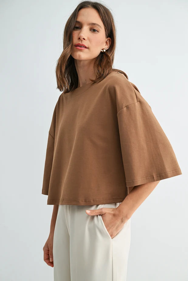 DROP SHOULDER CROP TOP