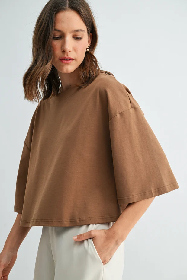 DROP SHOULDER CROP TOP