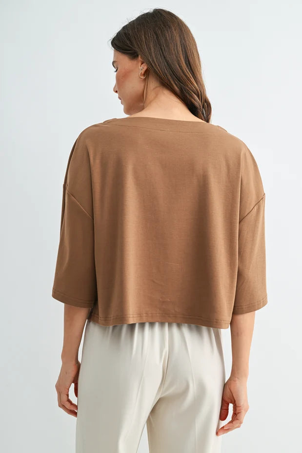 DROP SHOULDER CROP TOP