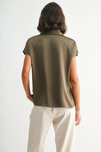 TEXTURED SATIN DOLMAN SHIRT
