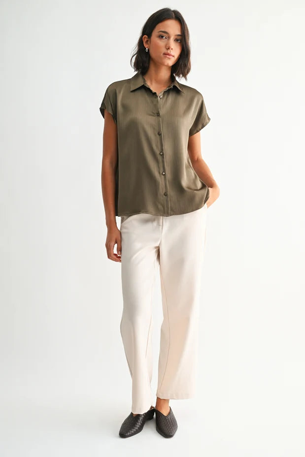 TEXTURED SATIN DOLMAN SHIRT