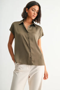 TEXTURED SATIN DOLMAN SHIRT