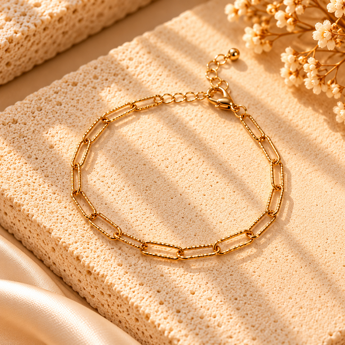 TEXTURED PAPERCLIP LINK CHAIN BRACELET