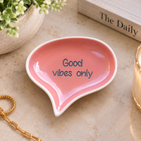 STONEWARE SPEECH BALLOON SHAPED DISH WITH WORDS