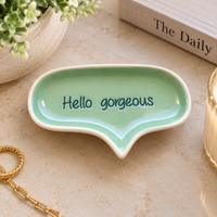 STONEWARE SPEECH BALLOON SHAPED DISH WITH WORDS