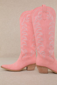 FAYE EMBROIDERED FAUX SUEDE WESTERN COWGIRL BOOTS