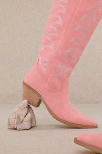 FAYE EMBROIDERED FAUX SUEDE WESTERN COWGIRL BOOTS