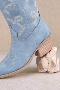 FAYE EMBROIDERED FAUX SUEDE WESTERN COWGIRL BOOTS