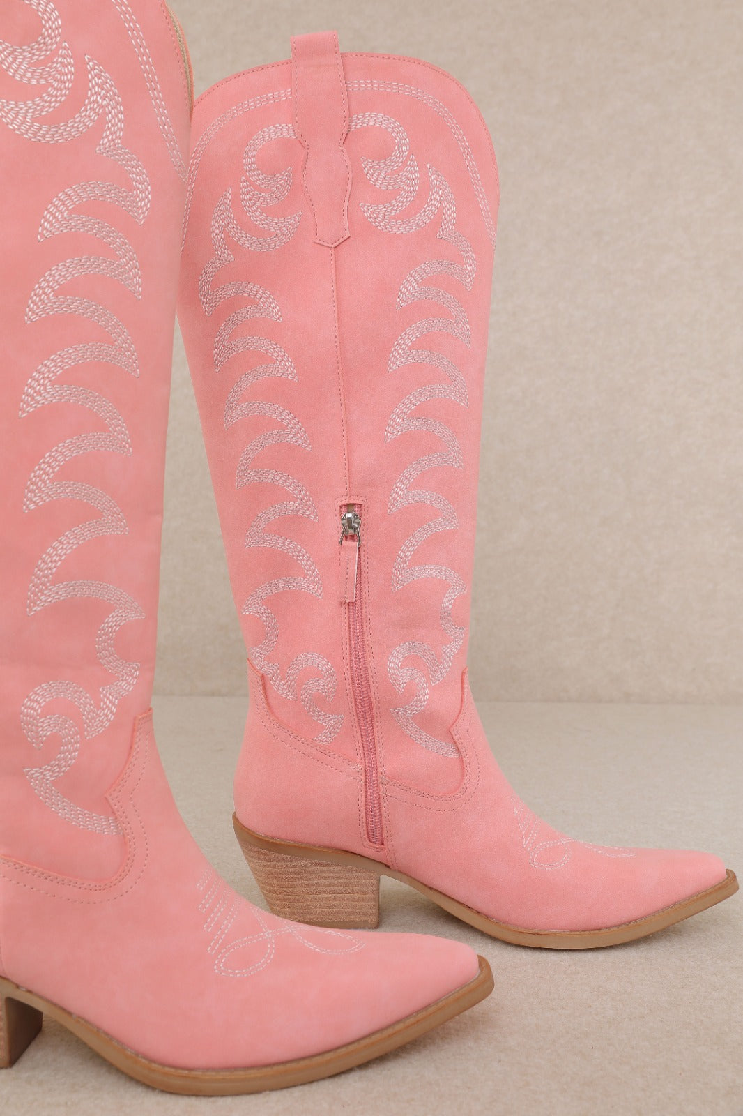 FAYE EMBROIDERED FAUX SUEDE WESTERN COWGIRL BOOTS