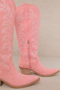 FAYE EMBROIDERED FAUX SUEDE WESTERN COWGIRL BOOTS