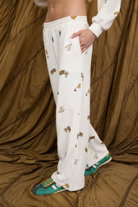 CAMPING MOTIF WIDE LEG LOUNGE PANTS