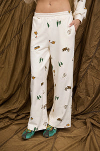 CAMPING MOTIF WIDE LEG LOUNGE PANTS