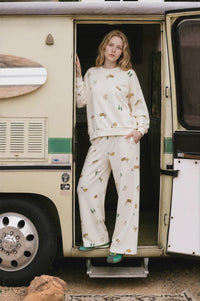 CAMPING MOTIF WIDE LEG LOUNGE PANTS