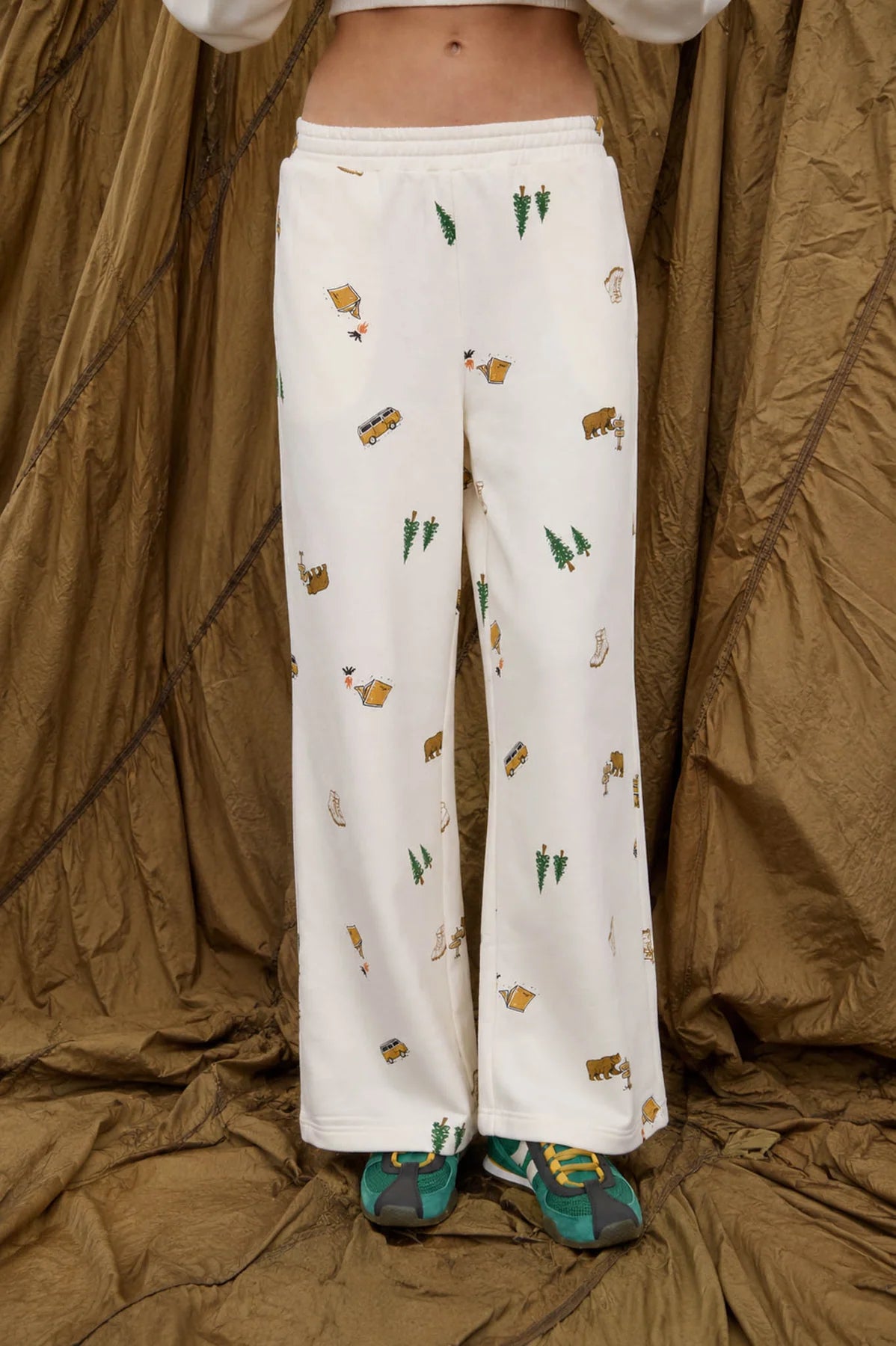 CAMPING MOTIF WIDE LEG LOUNGE PANTS