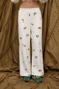 CAMPING MOTIF WIDE LEG LOUNGE PANTS