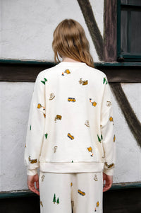 CAMPING MOTIF CREW NECK LONG SLEEVE KNIT TOP