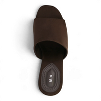 AMARA VEGAN SUEDE OPEN TOE PLATFORM WEDGE SLIDE SANDALS