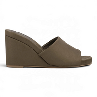 AMARA VEGAN SUEDE OPEN TOE PLATFORM WEDGE SLIDE SANDALS