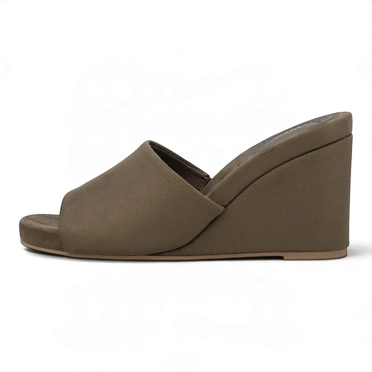 AMARA VEGAN SUEDE OPEN TOE PLATFORM WEDGE SLIDE SANDALS