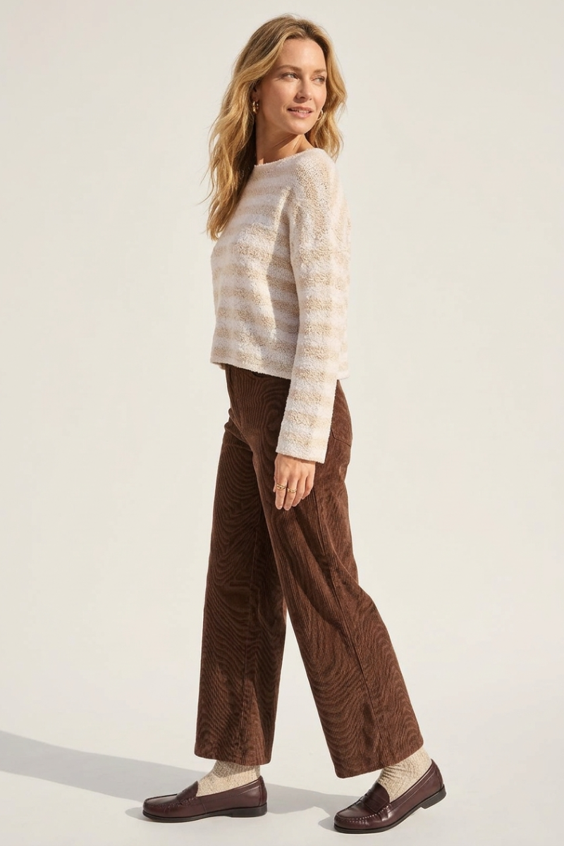 STRIPED LONG SLEEVE KNIT SWEATER