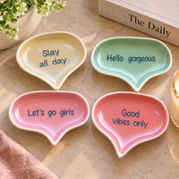 STONEWARE SPEECH BALLOON SHAPED DISH WITH WORDS
