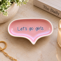 STONEWARE SPEECH BALLOON SHAPED DISH WITH WORDS