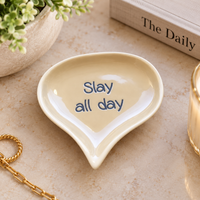 STONEWARE SPEECH BALLOON SHAPED DISH WITH WORDS