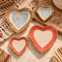 STONEWARE HEART DISH WITH GOLD EDGE