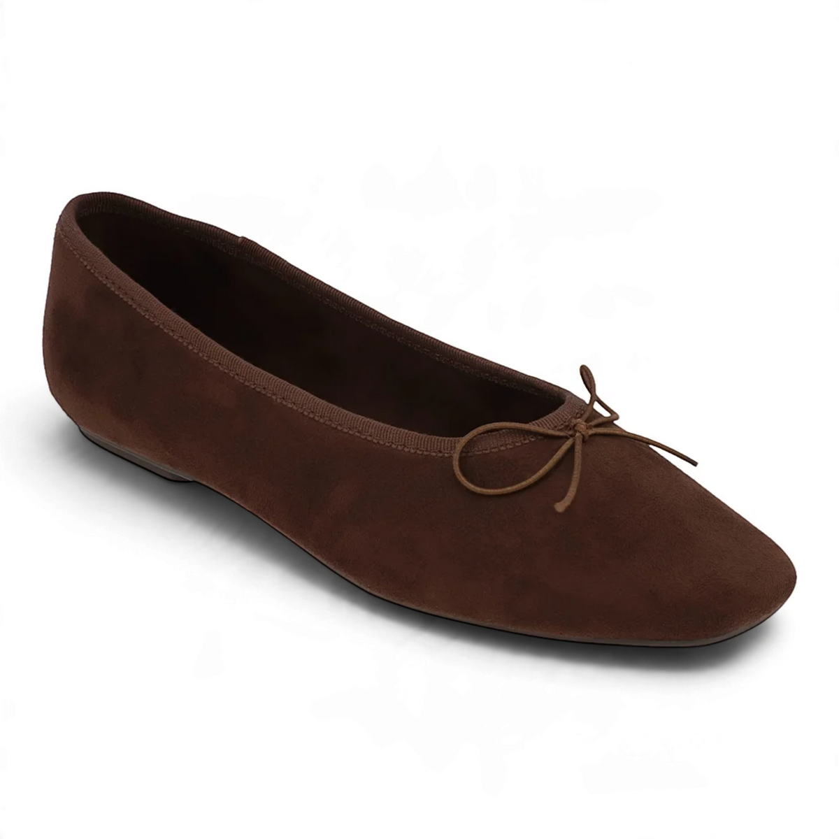 TINNA VEGAN SUEDE BOW SQUARE TOE BALLET FLATS