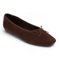 TINNA VEGAN SUEDE BOW SQUARE TOE BALLET FLATS