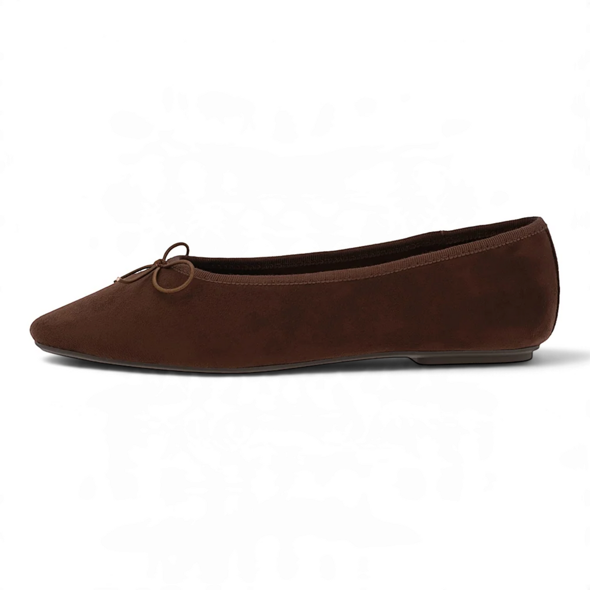 TINNA VEGAN SUEDE BOW SQUARE TOE BALLET FLATS