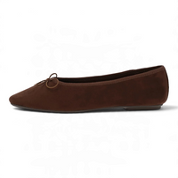 TINNA VEGAN SUEDE BOW SQUARE TOE BALLET FLATS