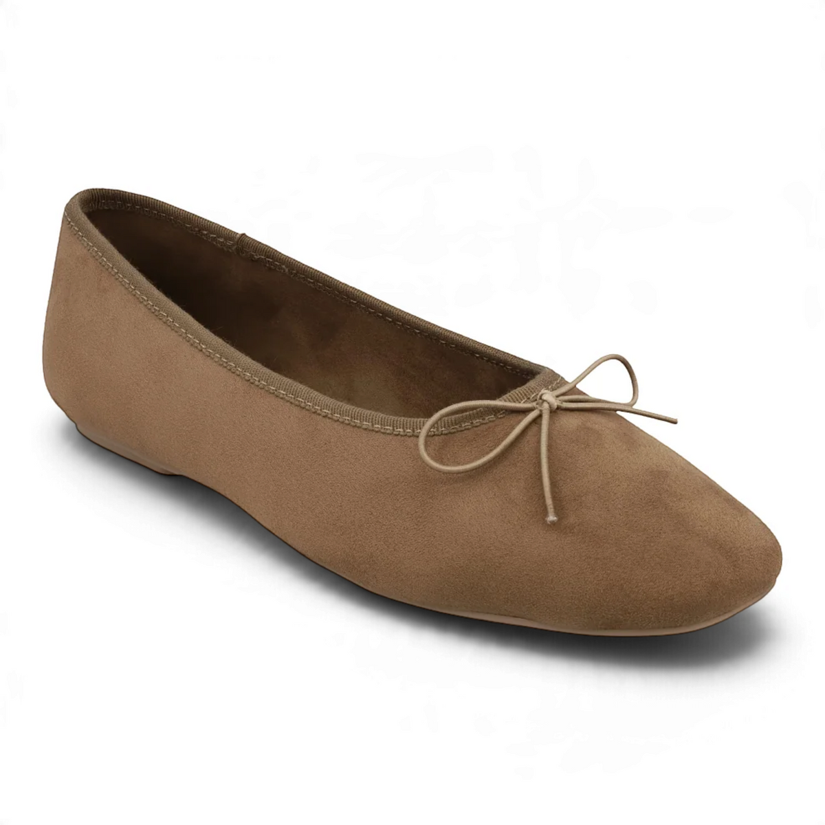 TINNA VEGAN SUEDE BOW SQUARE TOE BALLET FLATS