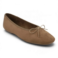 TINNA VEGAN SUEDE BOW SQUARE TOE BALLET FLATS