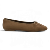 TINNA VEGAN SUEDE BOW SQUARE TOE BALLET FLATS