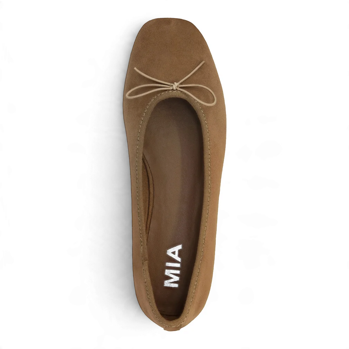 TINNA VEGAN SUEDE BOW SQUARE TOE BALLET FLATS