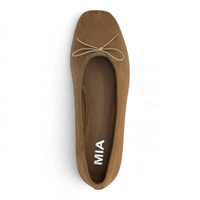 TINNA VEGAN SUEDE BOW SQUARE TOE BALLET FLATS