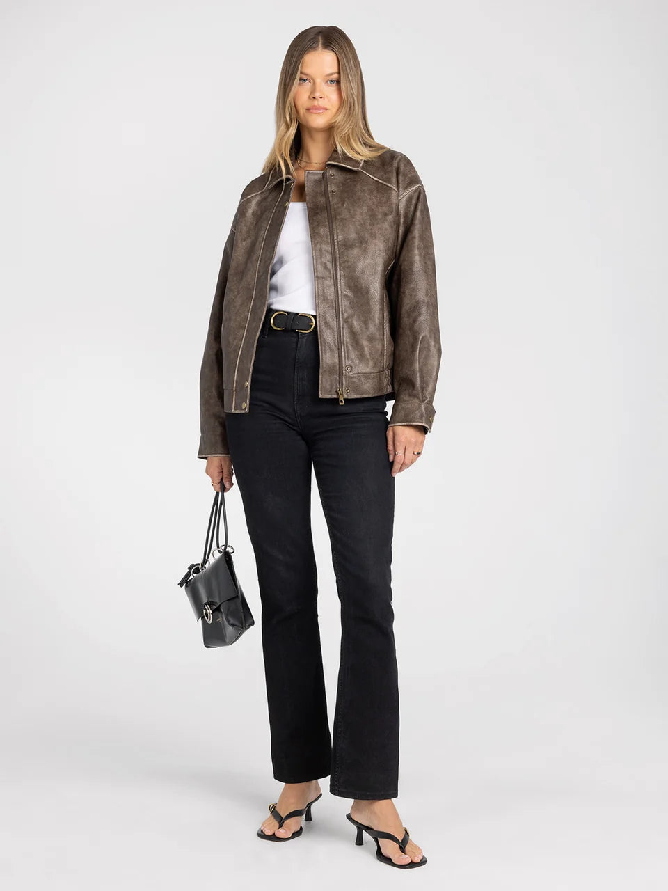 THREAD & SUPPLY SLOAN OVERSIZED VEGAN LEATHER JACKET