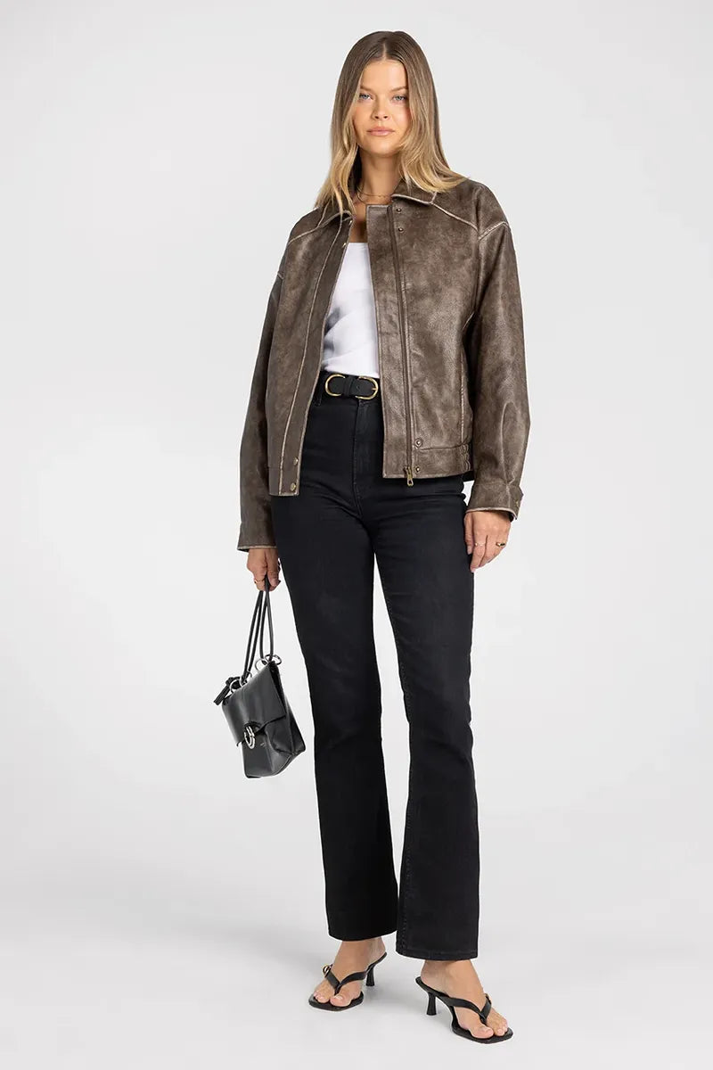 THREAD & SUPPLY SLOAN OVERSIZED VEGAN LEATHER JACKET