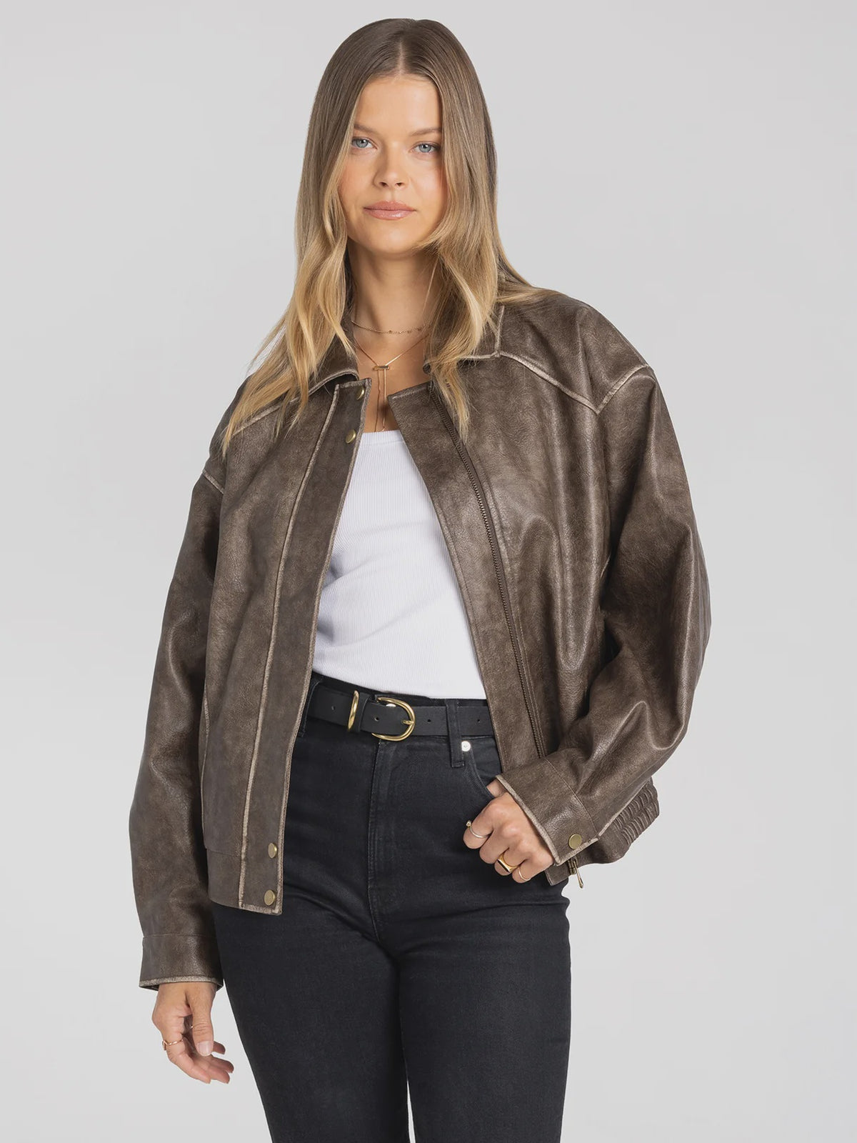 THREAD & SUPPLY SLOAN OVERSIZED VEGAN LEATHER JACKET