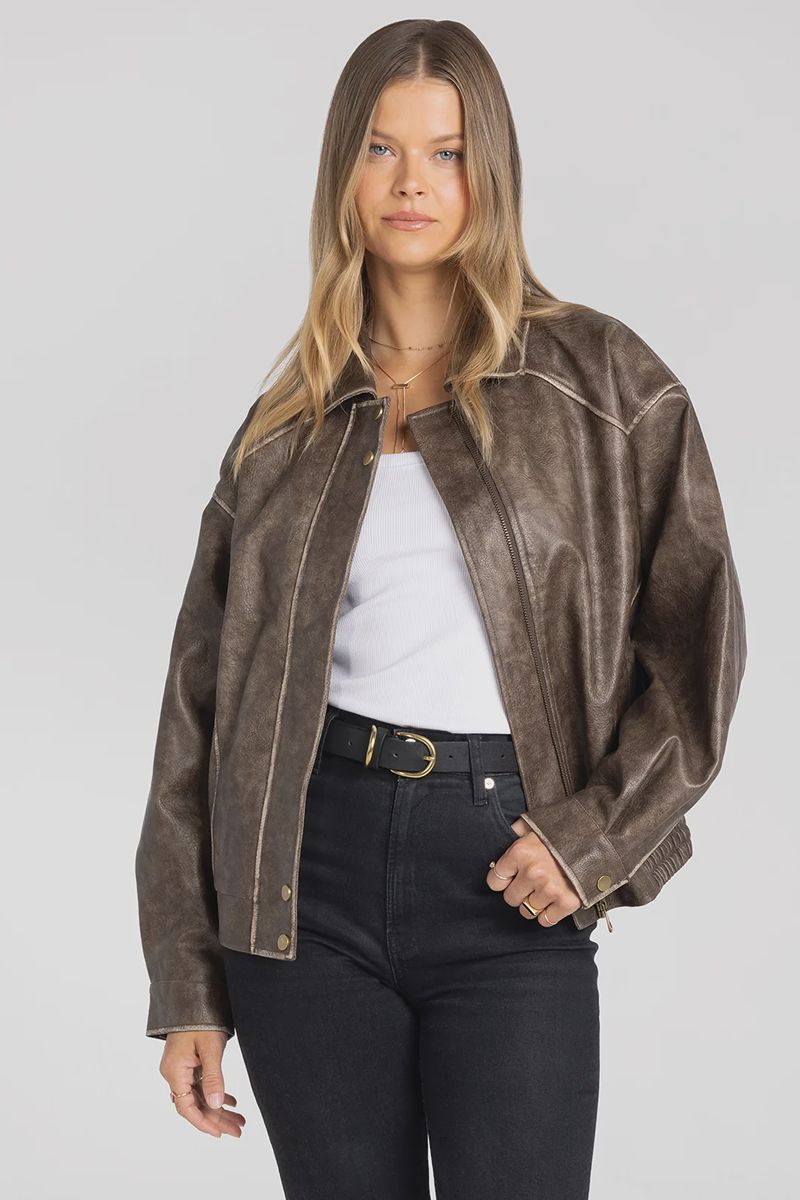 THREAD & SUPPLY SLOAN OVERSIZED VEGAN LEATHER JACKET