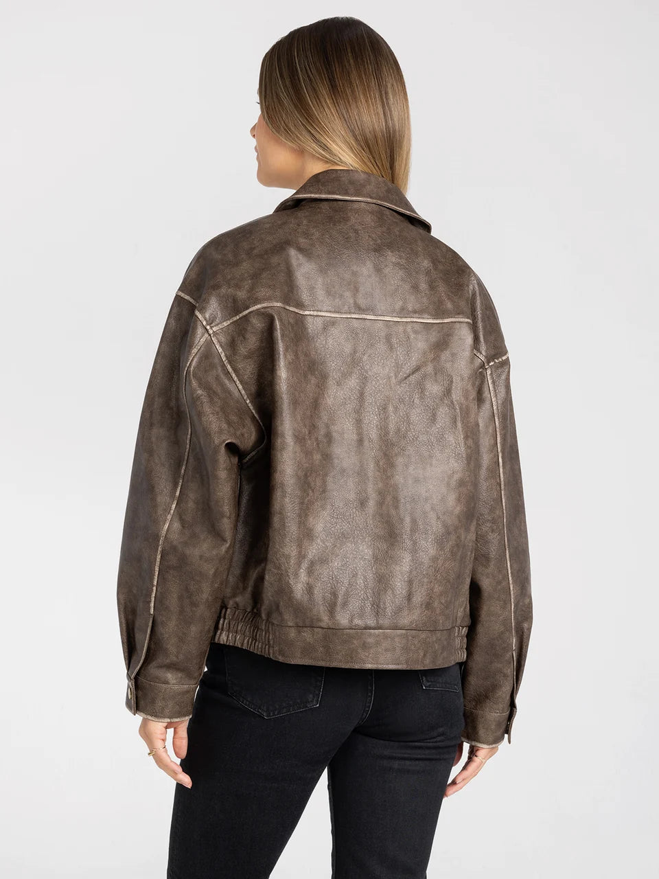 THREAD & SUPPLY SLOAN OVERSIZED VEGAN LEATHER JACKET