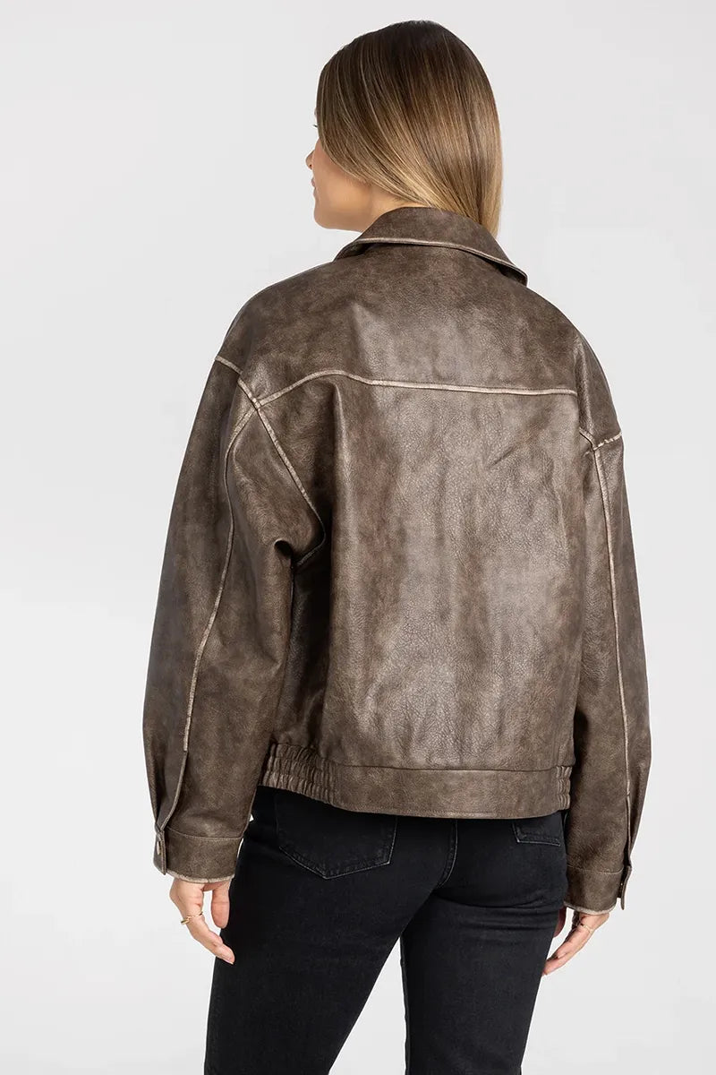 THREAD & SUPPLY SLOAN OVERSIZED VEGAN LEATHER JACKET
