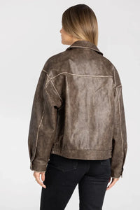 THREAD & SUPPLY SLOAN OVERSIZED VEGAN LEATHER JACKET