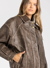 THREAD & SUPPLY SLOAN OVERSIZED VEGAN LEATHER JACKET