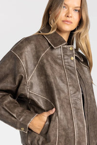 THREAD & SUPPLY SLOAN OVERSIZED VEGAN LEATHER JACKET