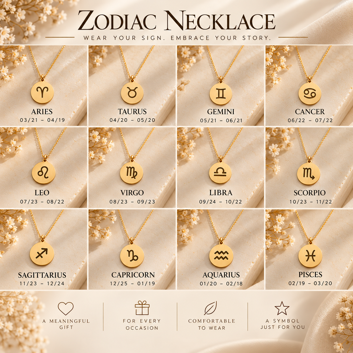 ZODIAC SIGN NECKLACE GOLD